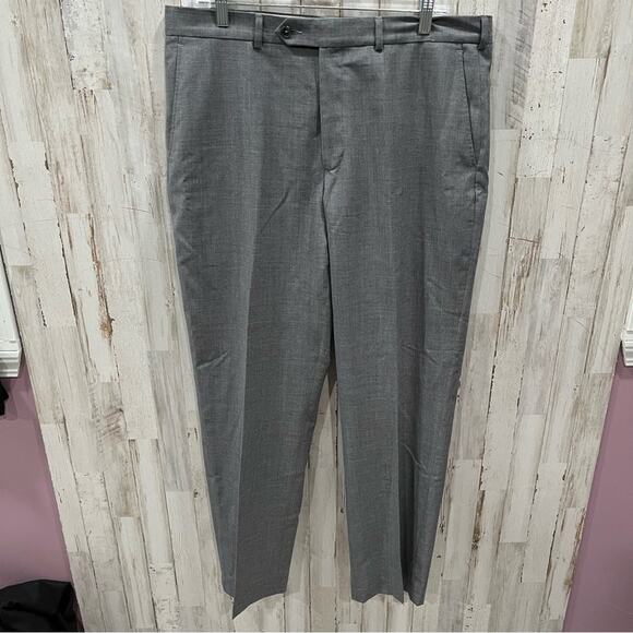 Lands End Gray Traditional Fit 100% Wool Dress Pants - Picture 1 of 8